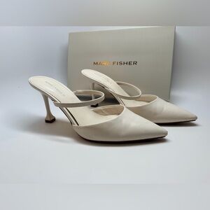 Marc Fisher Cream Pointed-Toe Slingback Pumps